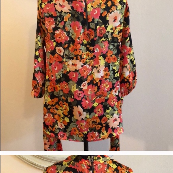 ZARA TRF FLOWER BLOUSE WRAP W/ EXTRA WIDE TIE SASH - Picture 7 of 8